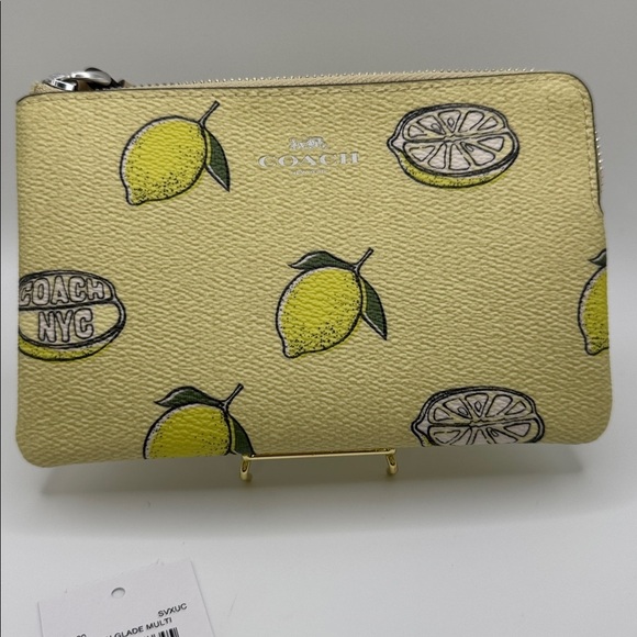 Coach Handbags - Coach Corner Zip Wristlet with Lemon Print